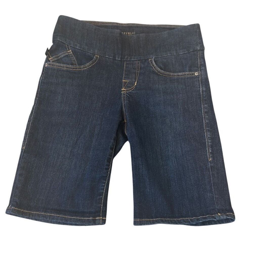 Rock & Republic Dark Wash Fever Pull on Stretch Bermuda Shorts 8